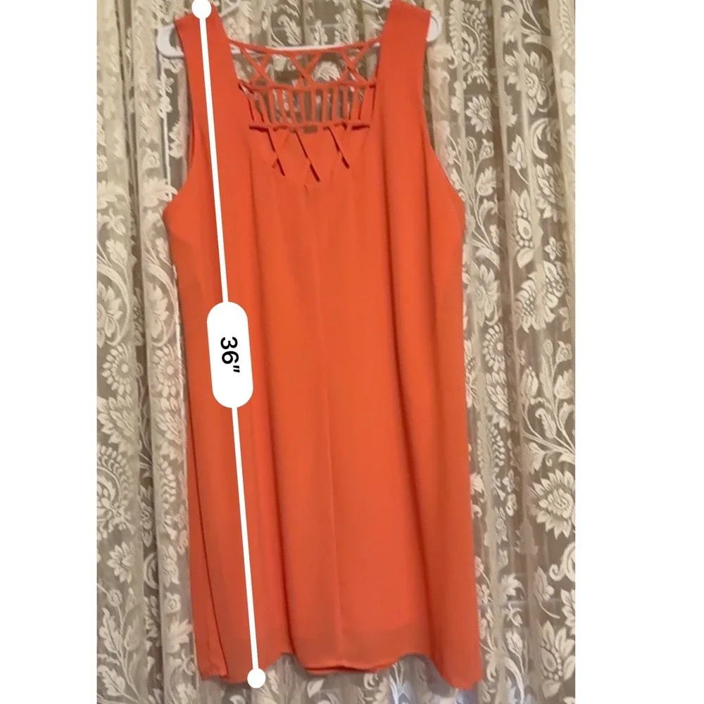 Free 2 Luv Coral Dress Sleeveless Casual Summer Dress Cutout Back fully lined 3X